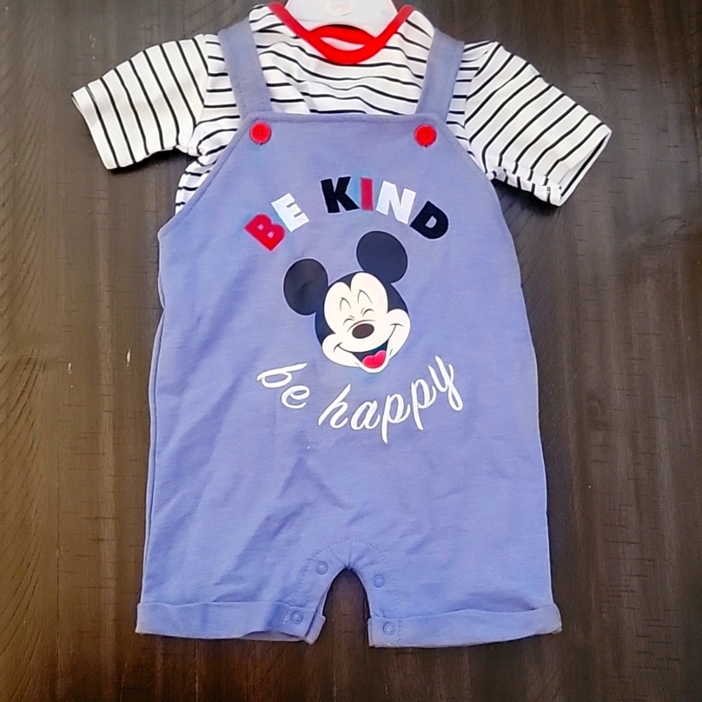 Mickey Mouse Disney Size 24months Tshirt Overalls Set